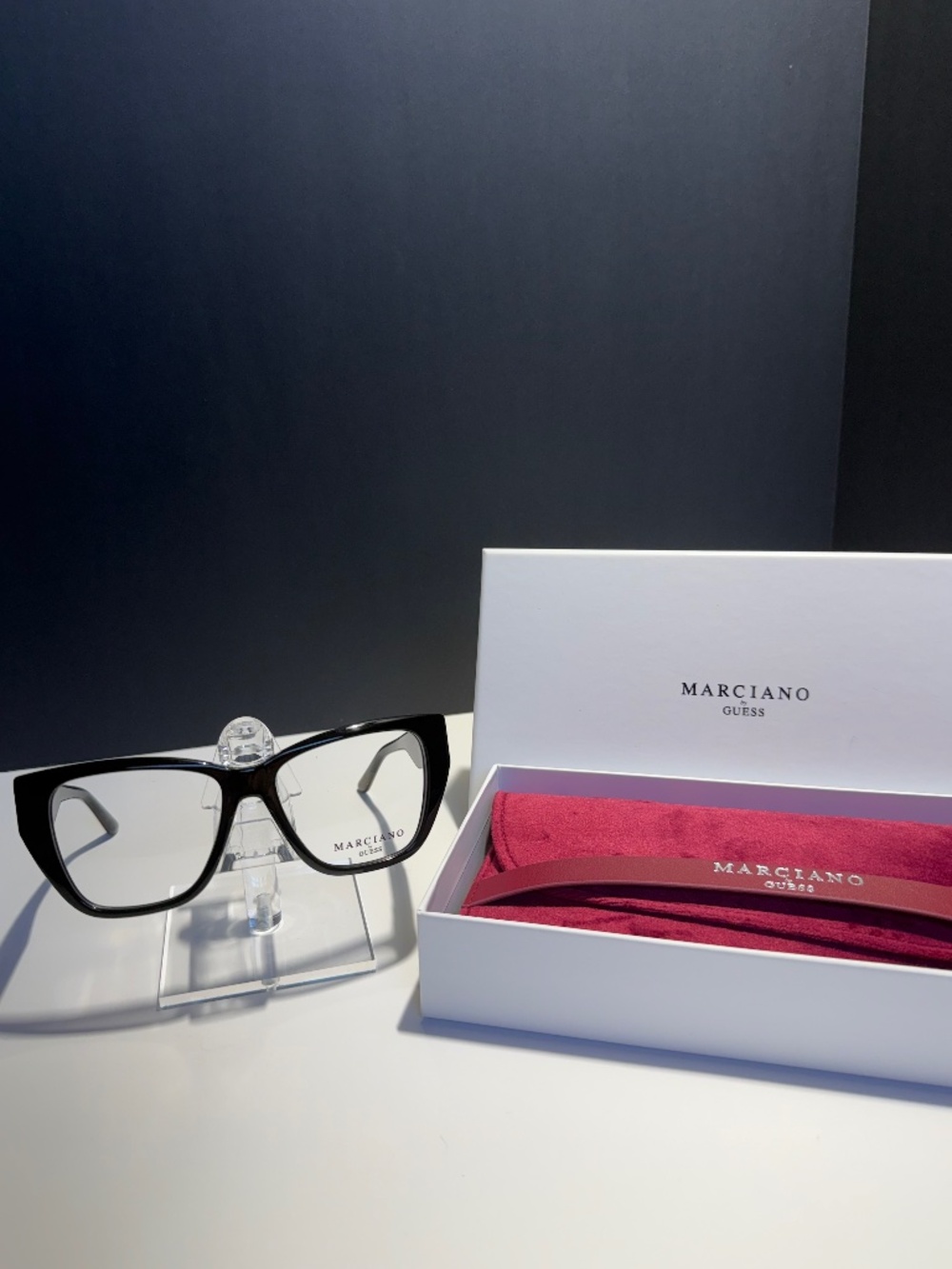 Marciano GUESS Women's Cat Eye Full Rim Eyeglasses Frames Black Plastic with Box
